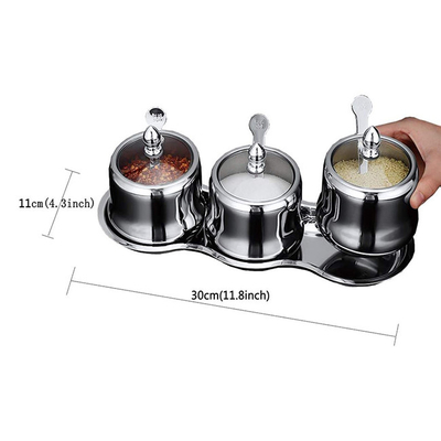 Ensemble de assaisonnement de boîtes métalliques de pots d'épice d'acier inoxydable de condiment