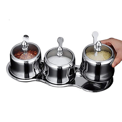 Ensemble de assaisonnement de boîtes métalliques de pots d'épice d'acier inoxydable de condiment