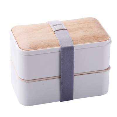 2 couches de bento en bambou de compartiment de conteneurs multi étanches de gamelle