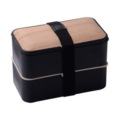 2 couches de bento en bambou de compartiment de conteneurs multi étanches de gamelle