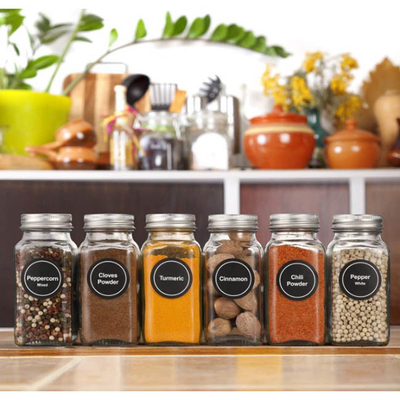 pot de assaisonnement d'épice en verre de 4oz 24pcs réglé avec le chapeau hermétique