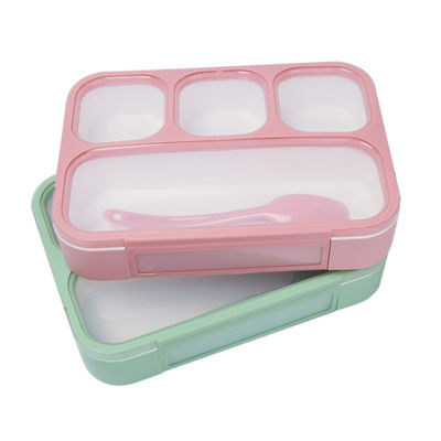 4 étudiant de plastique Lunch Box Eco Bento Box With Spoon amical d'école du compartiment pp