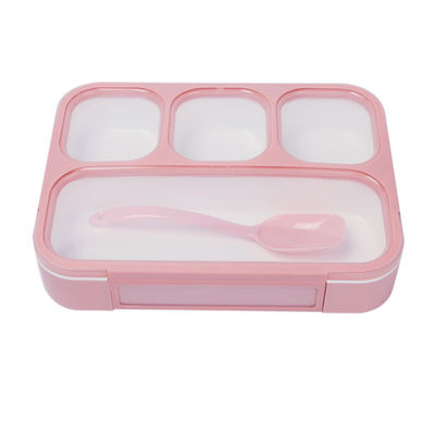 4 étudiant de plastique Lunch Box Eco Bento Box With Spoon amical d'école du compartiment pp