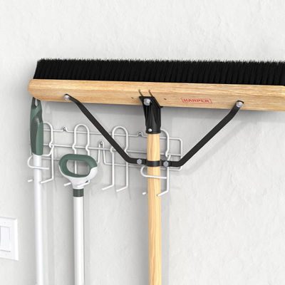 Balai de bâti de porte ou de mur et acier en métal blanc de support de balai