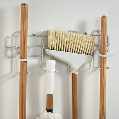 Balai de bâti de porte ou de mur et acier en métal blanc de support de balai
