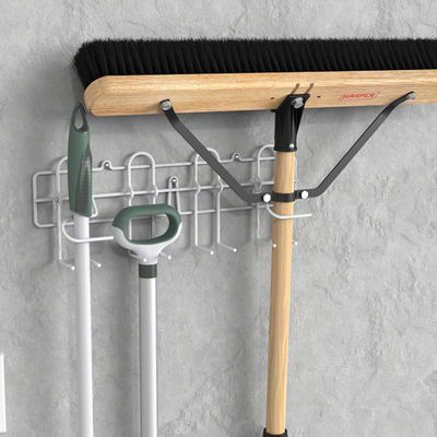 Balai de bâti de porte ou de mur et acier en métal blanc de support de balai