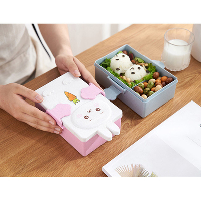 Pp et bento de compartiments de Straw Fibre Lunch Box 2 de blé