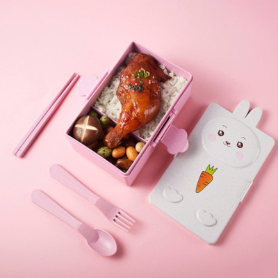 Pp et bento de compartiments de Straw Fibre Lunch Box 2 de blé