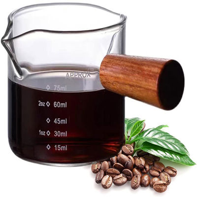 Tasse de mesure essentielle de Tools Glass Espresso de barman de poignée en bois 3oz