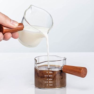 Tasse de mesure essentielle de Tools Glass Espresso de barman de poignée en bois 3oz