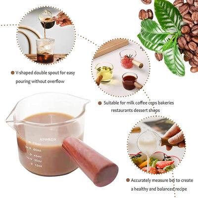 Tasse de mesure essentielle de Tools Glass Espresso de barman de poignée en bois 3oz
