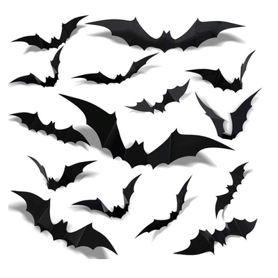 12pcs Noël de PVC Halloween ornemente les battes noires des autocollants 3D pour le décor de mur