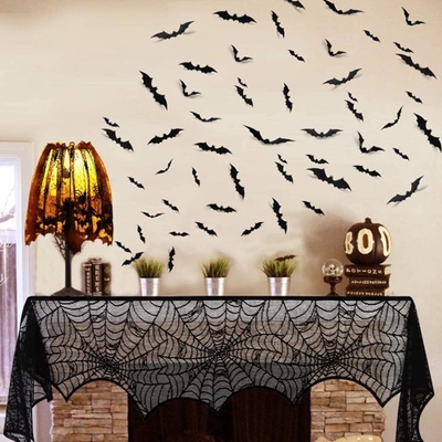 12pcs Noël de PVC Halloween ornemente les battes noires des autocollants 3D pour le décor de mur