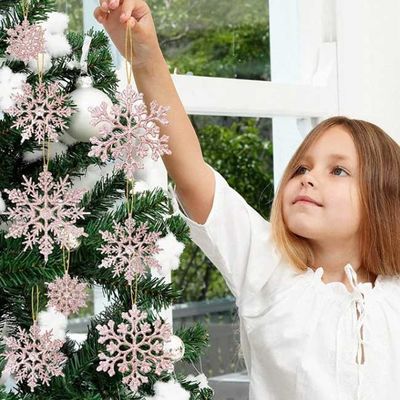 le flocon de neige blanc du scintillement 36pcs en plastique ornemente pour Noël