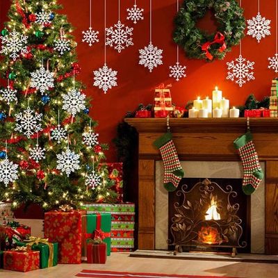 le flocon de neige blanc du scintillement 36pcs en plastique ornemente pour Noël