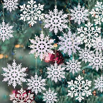 le flocon de neige blanc du scintillement 36pcs en plastique ornemente pour Noël