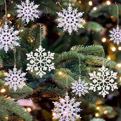 le flocon de neige blanc du scintillement 36pcs en plastique ornemente pour Noël