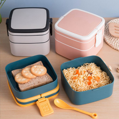 Gamelle multi en plastique Bento With Spoon 1000ml 1400ml de compartiment de double couche