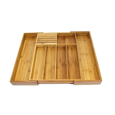 Organisateur en bambou expansible Tray de couverts de tiroir d'argenterie d'ustensiles de cuisine