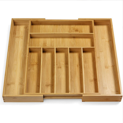 Organisateur en bambou expansible Tray de couverts de tiroir d'argenterie d'ustensiles de cuisine