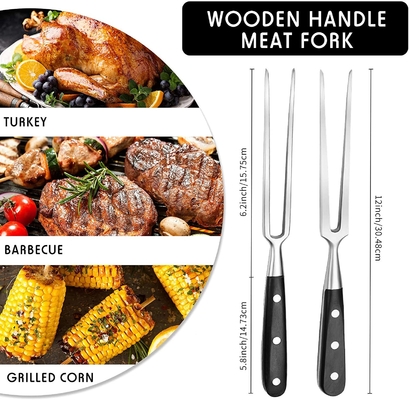 Fourchette de BARBECUE d'acier inoxydable de bifteck de 12 pouces pour le gril de rôti de cuisine
