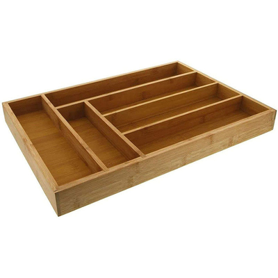 Organisateur réglable Divider de Tray Bamboo Kitchen Utensil Drawer de stockage de couverts