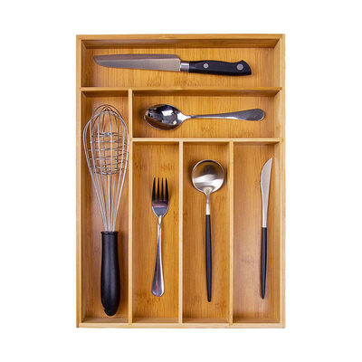 Organisateur réglable Divider de Tray Bamboo Kitchen Utensil Drawer de stockage de couverts