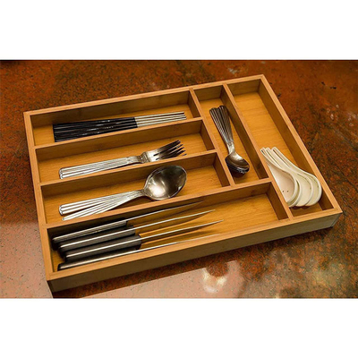 Organisateur réglable Divider de Tray Bamboo Kitchen Utensil Drawer de stockage de couverts