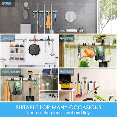 Balai de bâti de mur d'acier inoxydable et support de balai pour la salle de bains à la maison de cuisine
