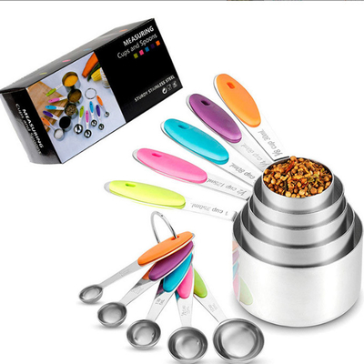 tasses et cuillères de mesure de l'acier inoxydable 10pcs réglées pour faire cuire et faire