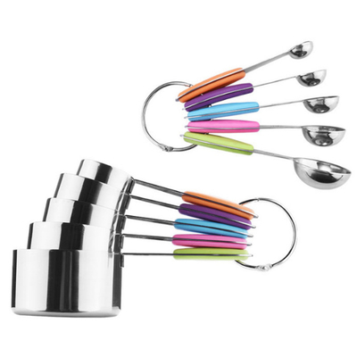 tasses et cuillères de mesure de l'acier inoxydable 10pcs réglées pour faire cuire et faire