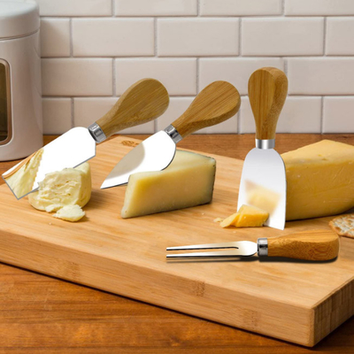 couteaux de fromage de 4pcs 6pcs réglés avec l'acier inoxydable de poignée en bois