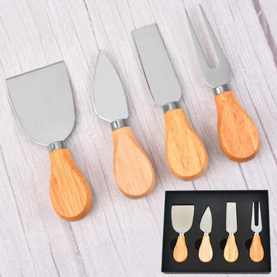 couteaux de fromage de 4pcs 6pcs réglés avec l'acier inoxydable de poignée en bois