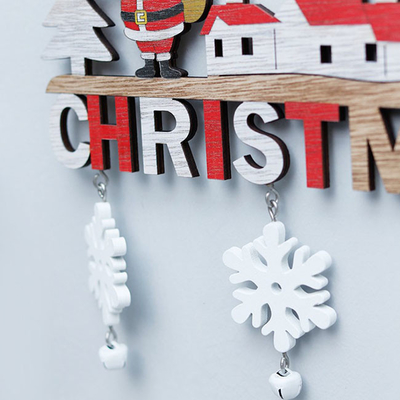 Porte en bois de Noël de restaurant à la maison pendant Santa Snowman Elk Decoration