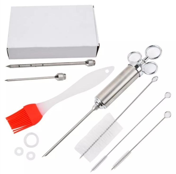 Ensemble extérieur de marinade d'injecteur d'outils et d'accessoires de BARBECUE d'acier inoxydable Turquie