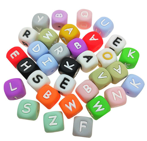 Perles libres non toxiques d'alphabet de silicone des jouets BPA de personne remuante de détente de mastication de bébé de 12MM