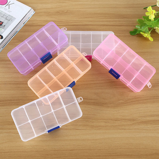 Boîte en plastique d'organisateur de récipient d'entreposage de ménage de 10 grilles pour la perle de boucle d'oreille de bijoux
