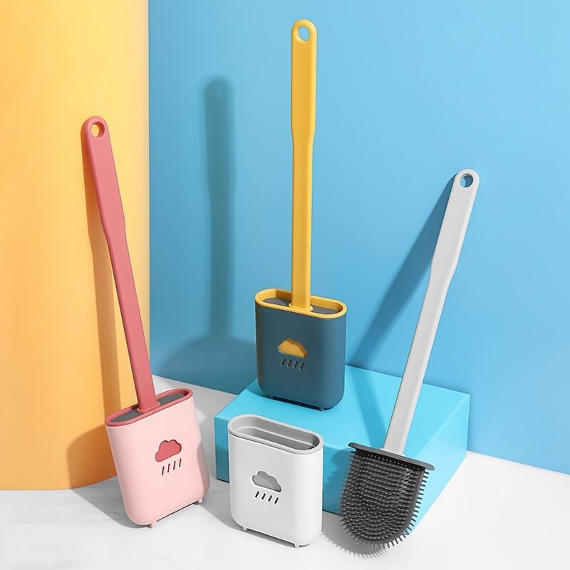 Brosse en plastique de toilette de silicone de produits d'articles de ménage multi mignons de couleur avec le support